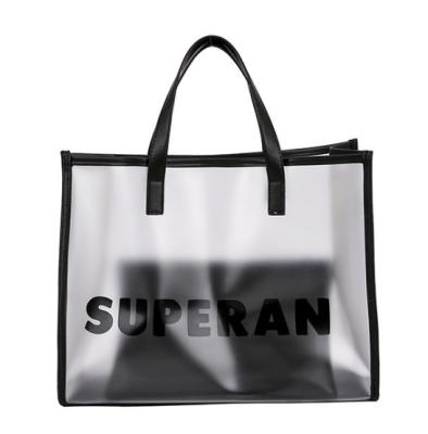 China Wholesale Fashion Womens PVC Laser Plastic Clear Transparent Plaid Tote Shopping Bag For Women for sale