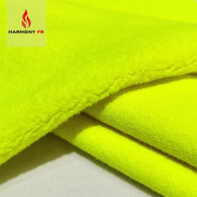 China Fluorescent Yellow Flame Retardant Modacrylic Cotton Hi Vis Flame Resistant Polar Fleece Fabric for sale