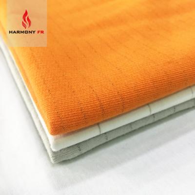 China 98% FR Cotton 2% Antistatic Conductive Fiber Antistatic Knitted Fleece Fabric For Protective Workwear for sale