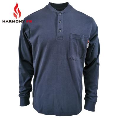 China Custom Personal Safety Henley Arc Flash Protective Fire Workwear Flame Retardant Shirt For Welding for sale