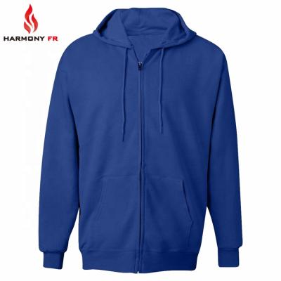 China FR Sustainable Knitted Interlock HRC2 Hooded Flame Retardant Sweatshirt For Safety Workwear for sale