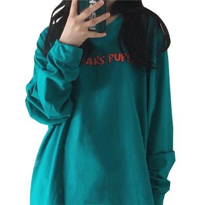 China Round Casual Top T-shirt Long Pullover Anti-Wrinkle Neck Sleeve Unisex Loose T-Shirt for sale