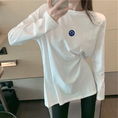 China Anti-Wrinkle Unisex Cotton Casual Round Neck Digital Printing Women T-Shirts Long Sleeve for sale