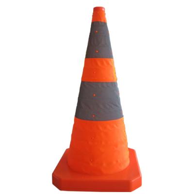 China 30% Discount Road Safety Products 60CM Retractable ABS Base Road Safety Retractable Cone Collapsible Traffic Cone for sale