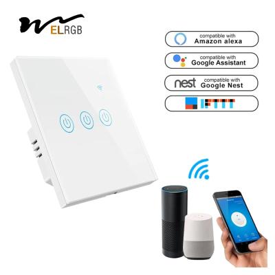 Китай WiFi RF433 3 Gang Touch Switch 10A Три Ганг умный световой переключатель продается