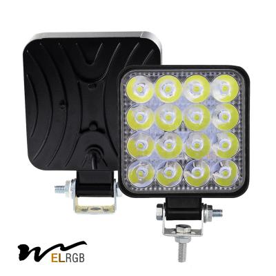 China 48W Square Vehicle LED Work Lights Bright 16 Leds Car Led Worklight for sale