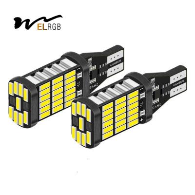 China Não há erro 4014 45SMD 6000K Auto Bcakup Lâmpada traseira Lâmpada de travagem de cauda de carro Canbus WY16W W16W T15 lâmpada LED à venda