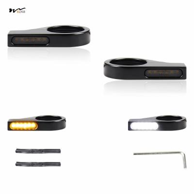 China 12 ounces Motorfiets voorvork LED-draaisignalen met Amber blinkers en montagebeugel Te koop