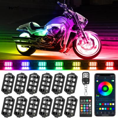 China 12 Stück Motorrad-LED-Licht-Kit APP/RF Steuerung Wasserdicht 16 Millionen Farben Bremslicht zu verkaufen