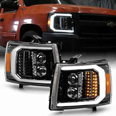 China Waterproof Head Lights Gun Metal w/ Dual Projector LED Signal Headlamps w/ Clear Lens for sale