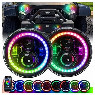 Китай 7 дюймовые круглые автомобильные фары с RGB LED Halo High Low Beam Aluminum Sealed Beam Фары продается