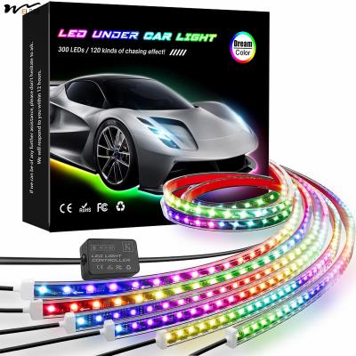 China Bluetooth Controlled Car Underglow Lights with Dream Color Chasing 6 Pcs 12V 300 LEDs for sale