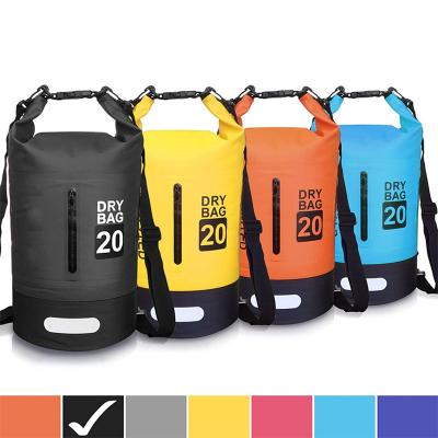 China For Amazon Hot Selling 20L Boat Factory Custom Pack Ocean Waterproof Dry Bag Waterproof Bag With Zipper Pocket for sale