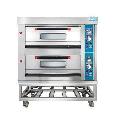 China Easy Operation 2 Tray 4 Tray Industrial Gas Bread Pizza Deck Oven Chicken/Commercial Gas Breadmaker Small Oven Pizza Baking Oven for sale