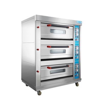 China Manufacturer Bakery Equipment 3 Deck 6 Trays Commercial Gas Bread Baking Industrial Oven For Commercialdeck Oven Bakery for sale