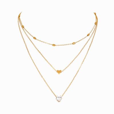 China New INS fashion style peach heart zircon necklace temperament pendant simple lady's wild clavicle chain for sale