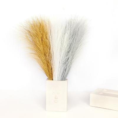 China Blingbling Gliterring New Design 45cm Amazon Pampas Grass Artificial Vibrant Hot Sale Fake Flowers New Wedding Decoration Gold Thread Artificial Pampas Grass for sale