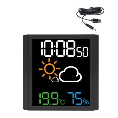 China Multifunctional Color Radio Digital Wall Clock With Thermometer Hygrometer for sale