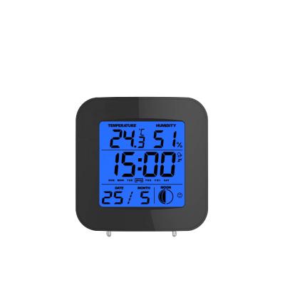 China Home/Office/Car/Hotel Bedroom Digital Clock Digital Thermometer Clock with Indoor Temperature and Humidity for sale