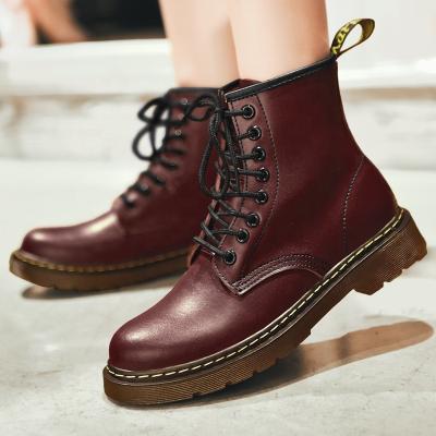 China 2021 Newest Stylish Rubber Sole Deodorization Oxfords Flat Heels Red Martens Ankle Boots For Women Men for sale