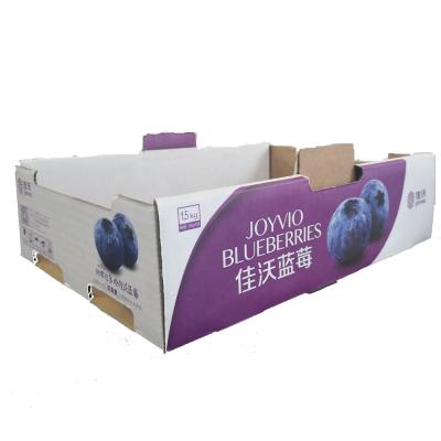 China Recycled Packaging Materials Color Printing Fresh Fruit Fruit Vegetable Corrugated Box For Blue Berry for sale