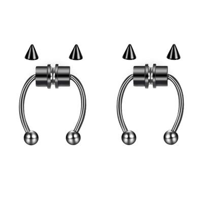 China Punk Pierced Nose Ring Spacer Titanium Steel Nose Ring Ladies Shape To Ha Rock Ear Clip Jewelry Gift Magnetic Piercing Circle for sale