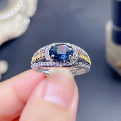 China 2022 Trendy Ring Luxury Natural Topaz Ring Jewelry 925 Sterling Silver Daily Wearing Rings For Woman for sale