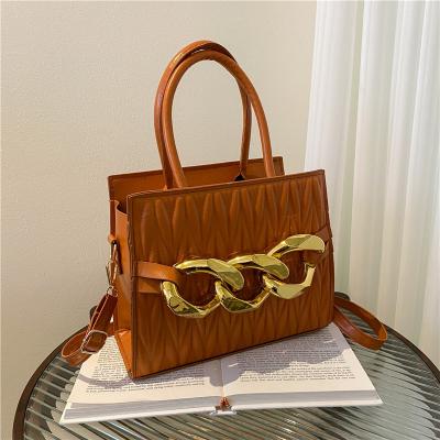 China 2022 newest high quality fashion high quality pu leather handbags set fashionable designer ladies girls custom handbags for women with chains for sale