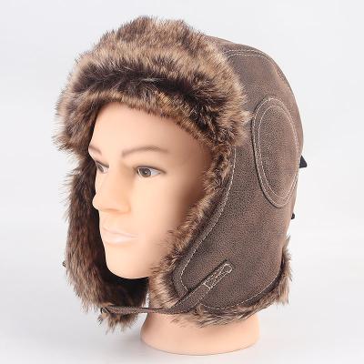 China 2022 Winter Men's Winter Hat Ushanka Trapper Bomber Hat Men Earflap Pilot Hats Gorro Ruso Faux Fur Soft Leather Russian Hats for sale