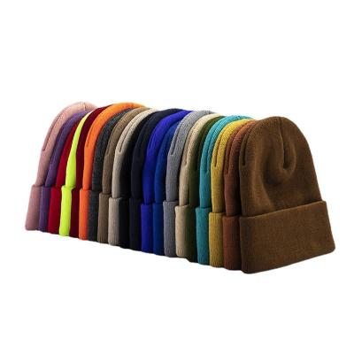 China JOINT Customizable Fashion Multicolor Knit Winter Beanie Hat Custom Winter Windproof Keep Warm Winter 100% Acrylic Hat for sale