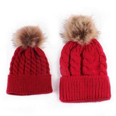 China COMMON Wool Knitted Hat Winter Beanie Hats Mother and Child Beanie Caps Parent Kids Hat Costume for sale