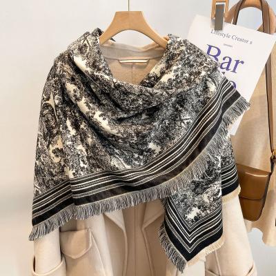 China 2022 Luxury Thick Cashmere Scarf For Women Print Luxury Pashmina Shawl And Wrap Design Brand Blanket Female for sale