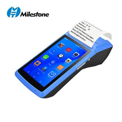 China Blue Mobile Android Tooth Wifi Usb pos terminal Android 8.1 nfc gprs touch 58mm thermal receipt printer support with 1G+8G printer for sale