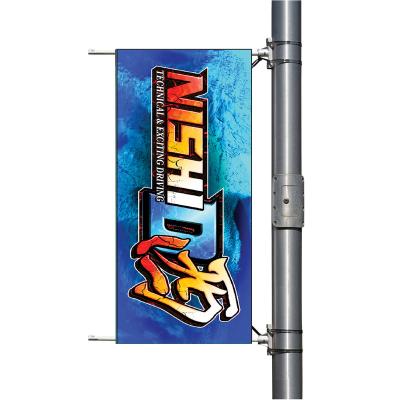 China Polyester Printing Double Sided Hanging Lamp Post Banner Street Light Pole Advertising Banner for sale