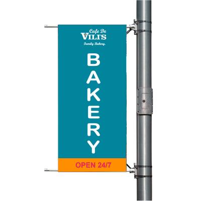 China Hanging Street Banner Polyester Material With Customized Printing For Advertising for sale