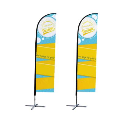 China 110g polyester printing knife shape feather flag banner cafe swooper flagpole single or double side beachflag for sale