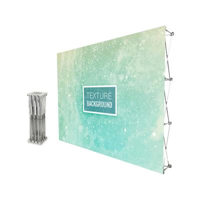 China Aluminum Folding Tension Wall Portable Magnetic Backdrops Maker Background 8Ft Banner Stand Display Pop Racks for sale