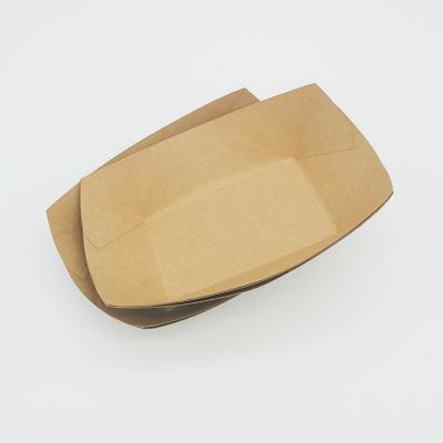 China Design Logo Boat Shape Card Paper Biodegradable Bakery Fried Food Packing Box for sale