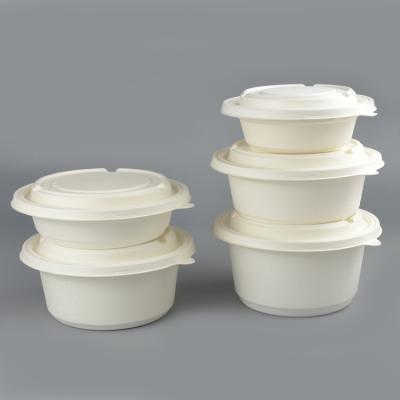 China Virgin Manufacturing Supply Round 750ml Sugarcane Pulp Non Leaking Take Out Box for sale