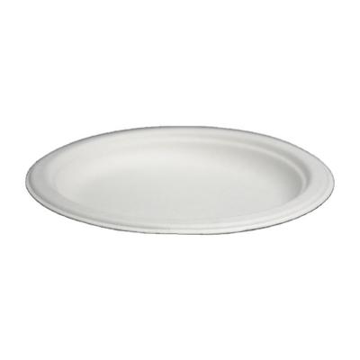 China Blank 6 Inch Round Disposable Sugar Cane Bagasse Paper Party Dish for sale