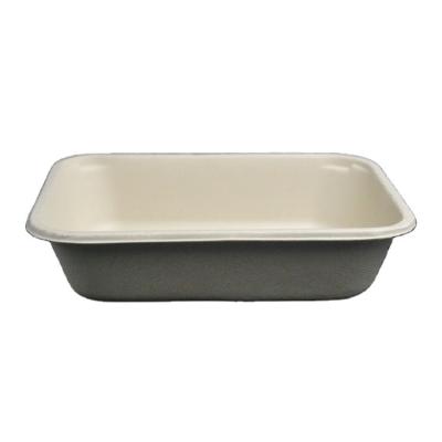 China Biodegradable 100% Virgin Sugar Cane Pulp Square Tray With 900ml for sale