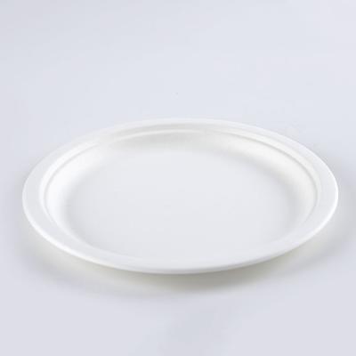 China Virgin Customized 10 Inch Round White Sugarcane Compostable Packaging Dish for sale