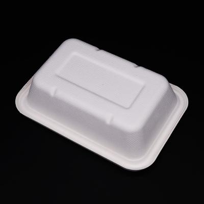 China Virgin New Design Rectangular Recyclable Bagasse 500ml Pulp Box With Pulp Lid for sale