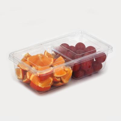 China Disposable Eco-Friendly Clear Training Plastic Dessert Box With 2 Compartments for sale