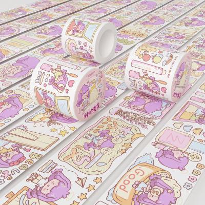 China Hot Selling Waterproof Custom Design Cute Vintage Cartoon Diary Scrapbook Sticker DIY Adhesive Aesthetic Washi Tape Stickers for sale