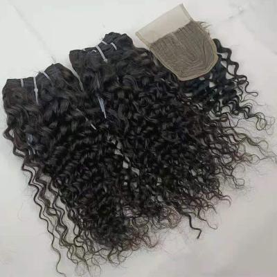 China LetsFly Factory Direct Deep Wave Hair Extensions With Closure Virgin Machine Made Hair T Piece Free Shipping for sale