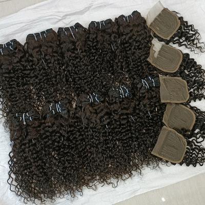 China Free Shipping LetsFly Raw Deep Wave Virgin Hair Weave Bundles Deep Wave Hair Extensions With Machine Made T Piece Closure for sale