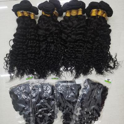 China Letsfly Deep Wave Deep Wave Hair With Closure For Brazilian Hair Extensions Wholesale Bulk Buy for sale