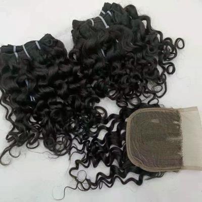 China LetsFly Remy Human Hair Brazilian Deep Wave Bundles With Net Buy 5 Machine Made Wig Closure Piece T Free Gift for sale