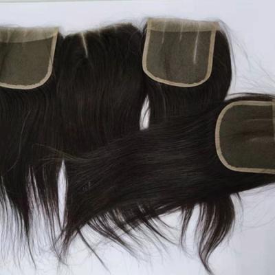 China Letsfly Silky Straight Wave Lace Up 4x4 Closure Hair Closure Best Quality Brazilian Human Hair Straight Hair Closure For Woman for sale